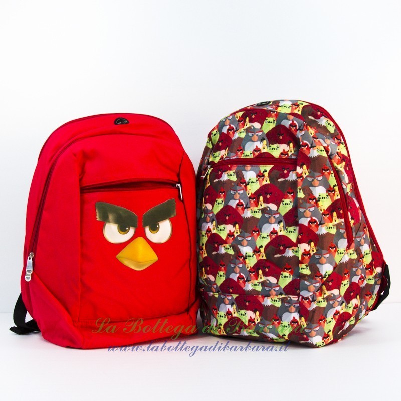 Zaino Reversibile Rosso/Fantasia Angry Birds