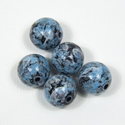 Perla tonda in resina "Blu marmorizzato"
